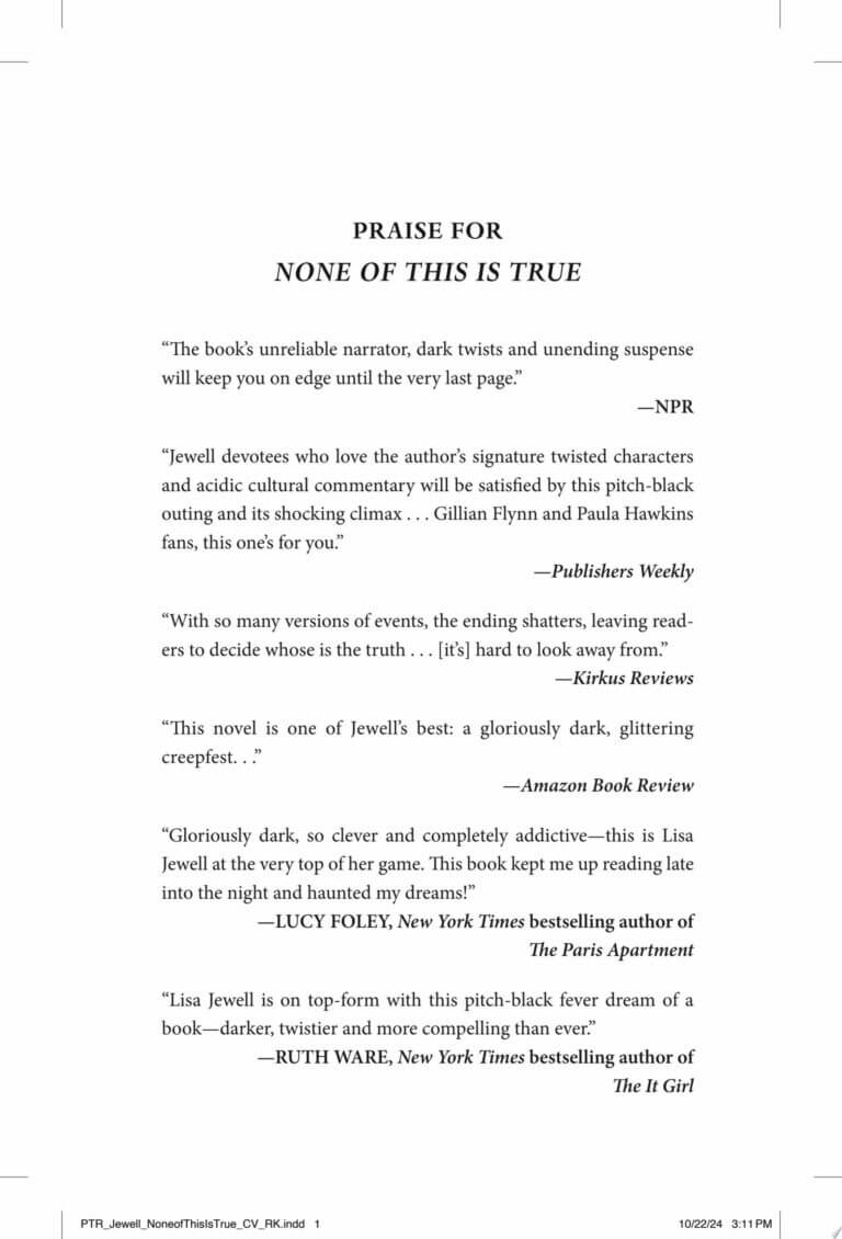 None of This is True by Lisa Jewell Book Cover