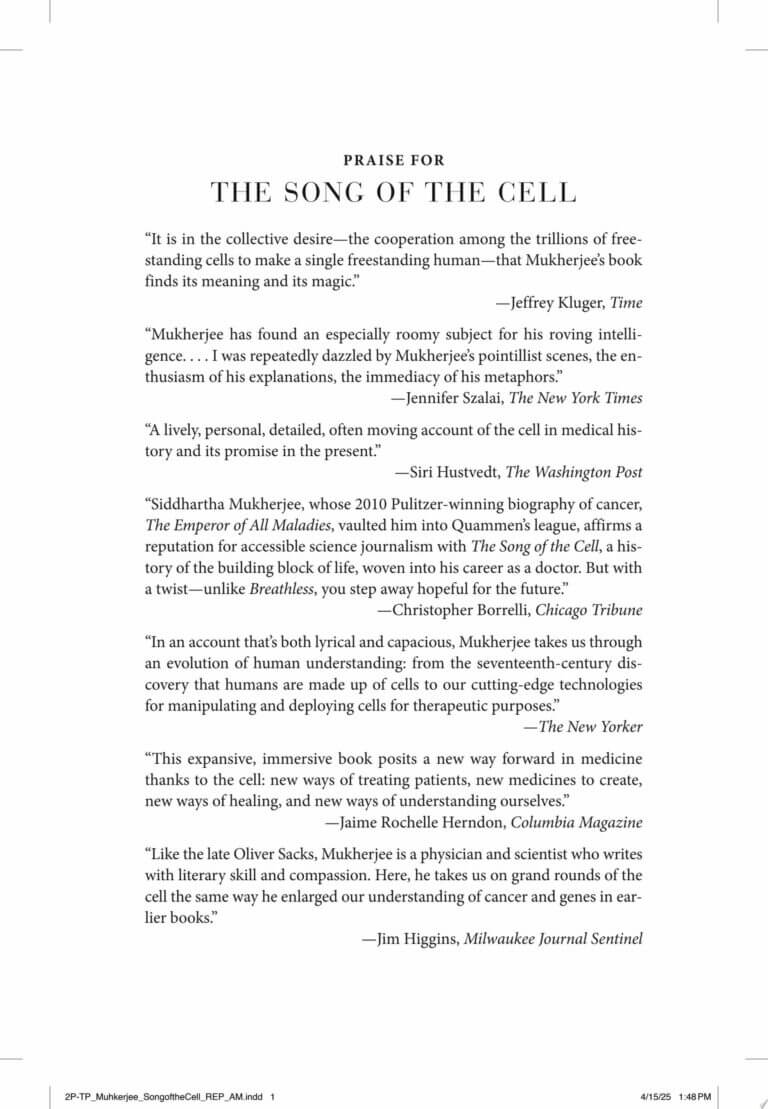 The Song of the Cell An Exploration of Medicine and the New Human Book Cover