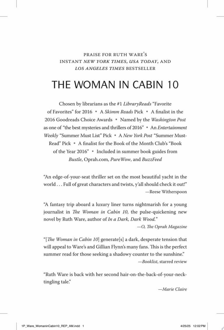 The Woman in Cabin 10 Book Cover